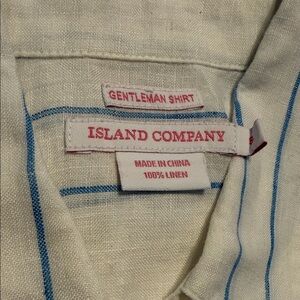 Island Company Cream Linen Shirt with Blue Accents